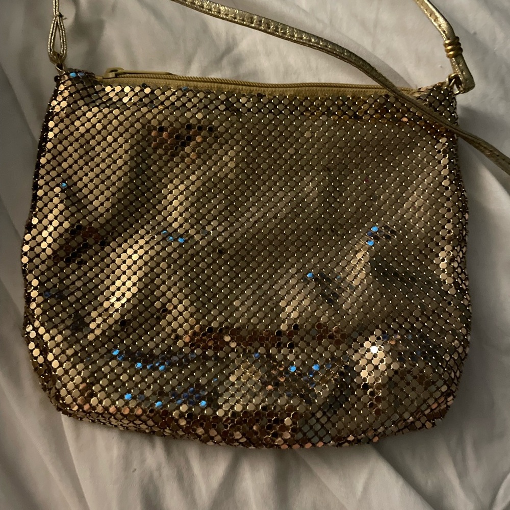 Vintage Whiting and Davis Gold chainmail crossbody Bag